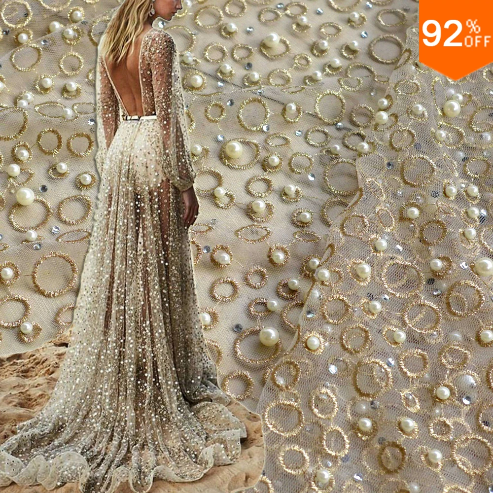 Best luxury Paradise wedding Party Super material For luxurious lady embroidery flashing Beads stones pearls heavy embroidered