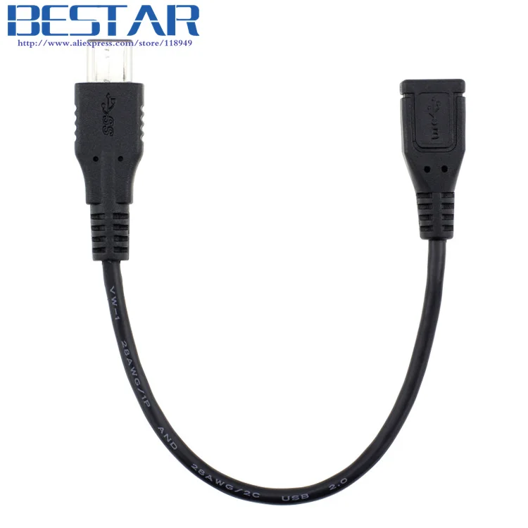 Black 15cm USB 3.1 type-c USB3.1 USB-C male to USB 2.0 Micro 5pin 5p Female charge charging data Cable adapter for Mobile device