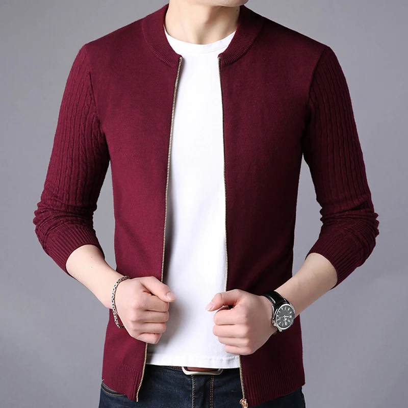 LISEAVEN-Veste pull en tricot pour homme, vêtement solide, cardigans chauds