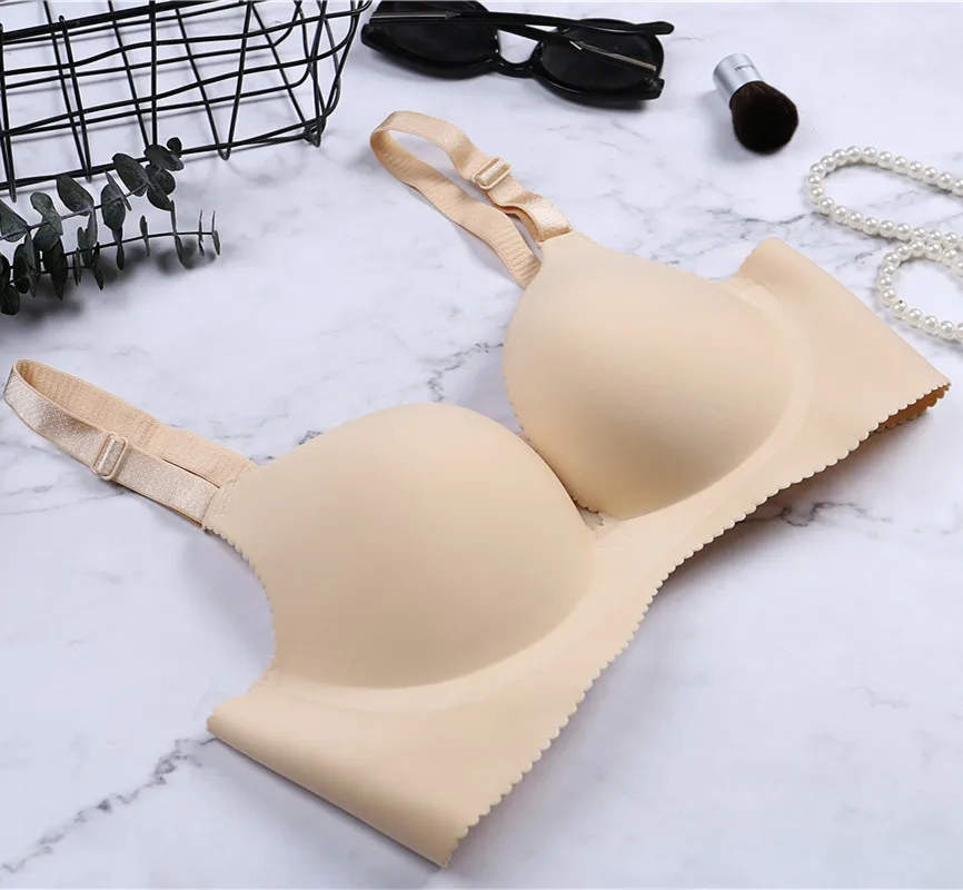 Seamless Plunge Bra Women Girls Deep V Wireless Lingerie Push Up Underwear Racerback Bralette soutien