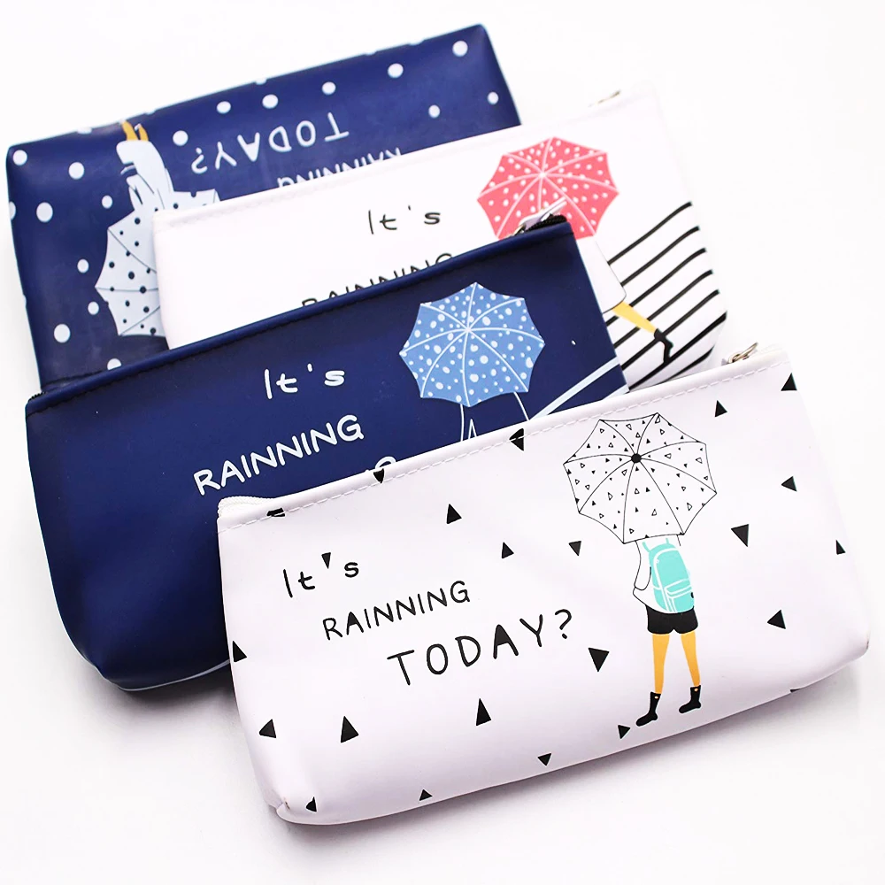 XRHYY Set Of 4 Adorable Forest and Animal Linen Pencil Case Pen Zipper Bag Coin Organizer Makeup Costmetic Bag Pouch