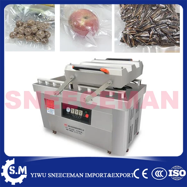 

DZ-500-2 automatic stainless steel dry-wet food vacuum sealing machine commercial double room cooked vacuum sealing machine