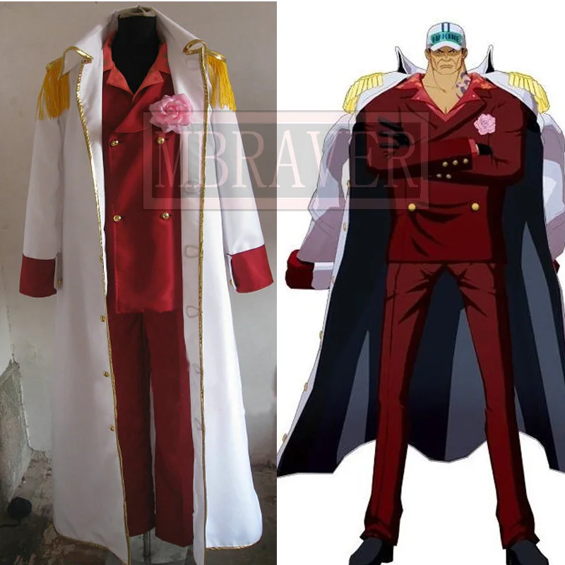 Marines Admiral Sakazuki Admiral Akainu Whole Set Cosplay Costume With Red Suit Party Christmas Halloween Custom Made Any Size