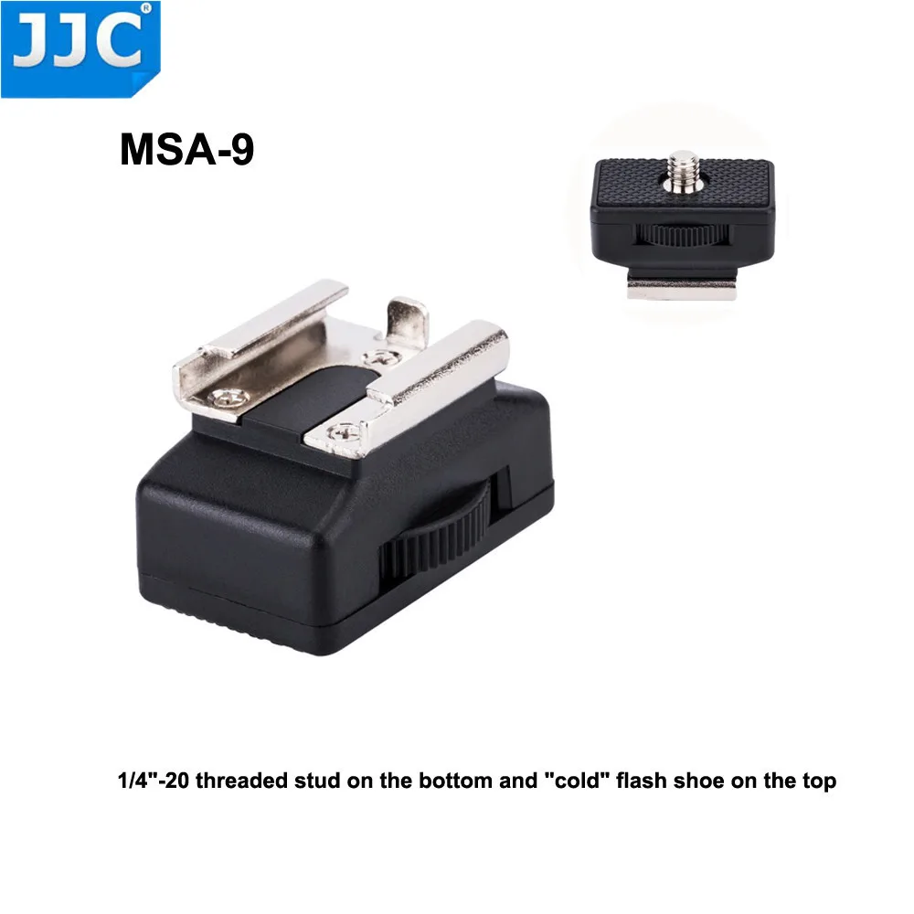 Adaptador de zapata JJC MSA-9 para luz de trípode de Flash auxiliar, perno roscado de 1/4 "-20 a adaptador de zapata hembra