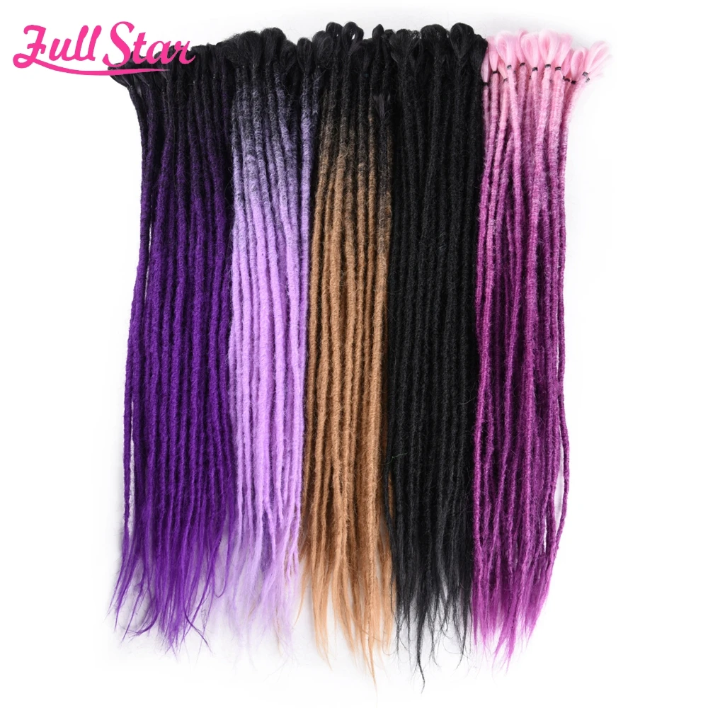 Full Star Synthetic Ombre Color dreadlocks Crochet Hair for Braids 24