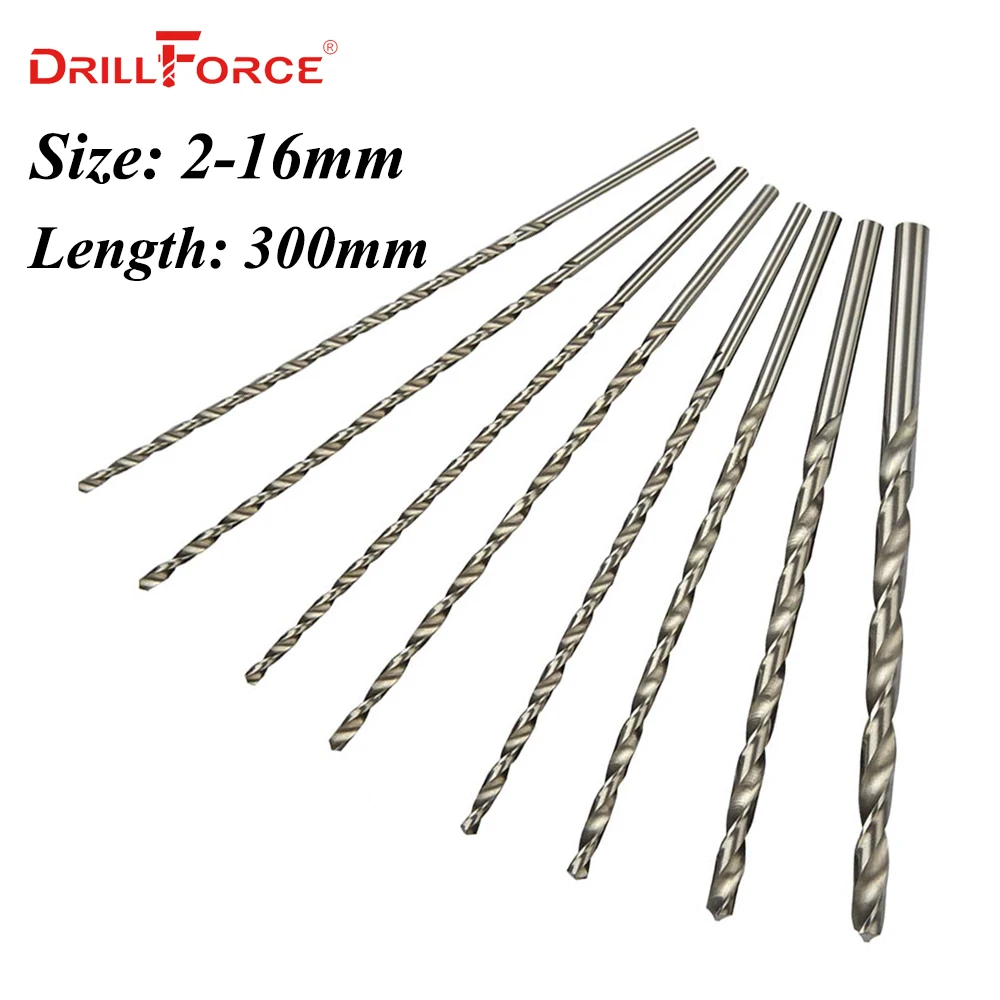 1PC 2mm-16mm Extra Long 300mm Metal Wood Plastic HSS Twist Drill Bit (2/3/3.5/4/4.5/5/5.5/6/6.5/7/8/9/10/11/12/13/14/15/16mm)