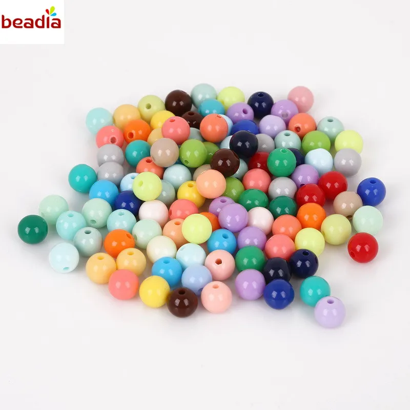 Shiny Plastic Acrylic Loose Spacer DIY Round Ball Beads Dia 8mm Hole 1.8mm 100pcs/bag 20 Colors For Jewelry Findings Making
