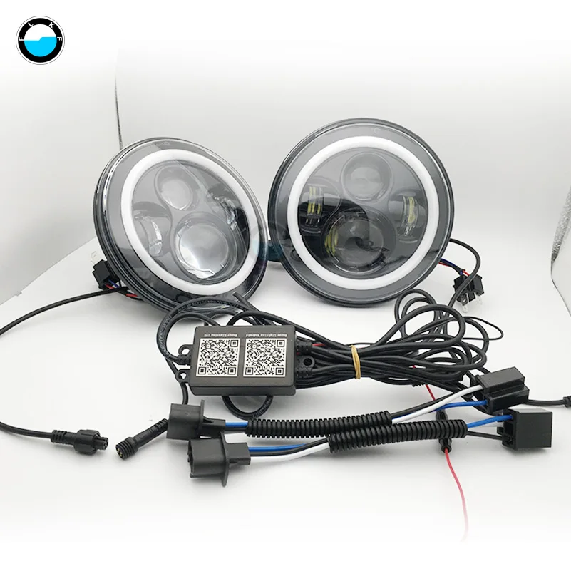 Pair 7 inch LED RGB Headlight for Jeep Wrangler JK 7