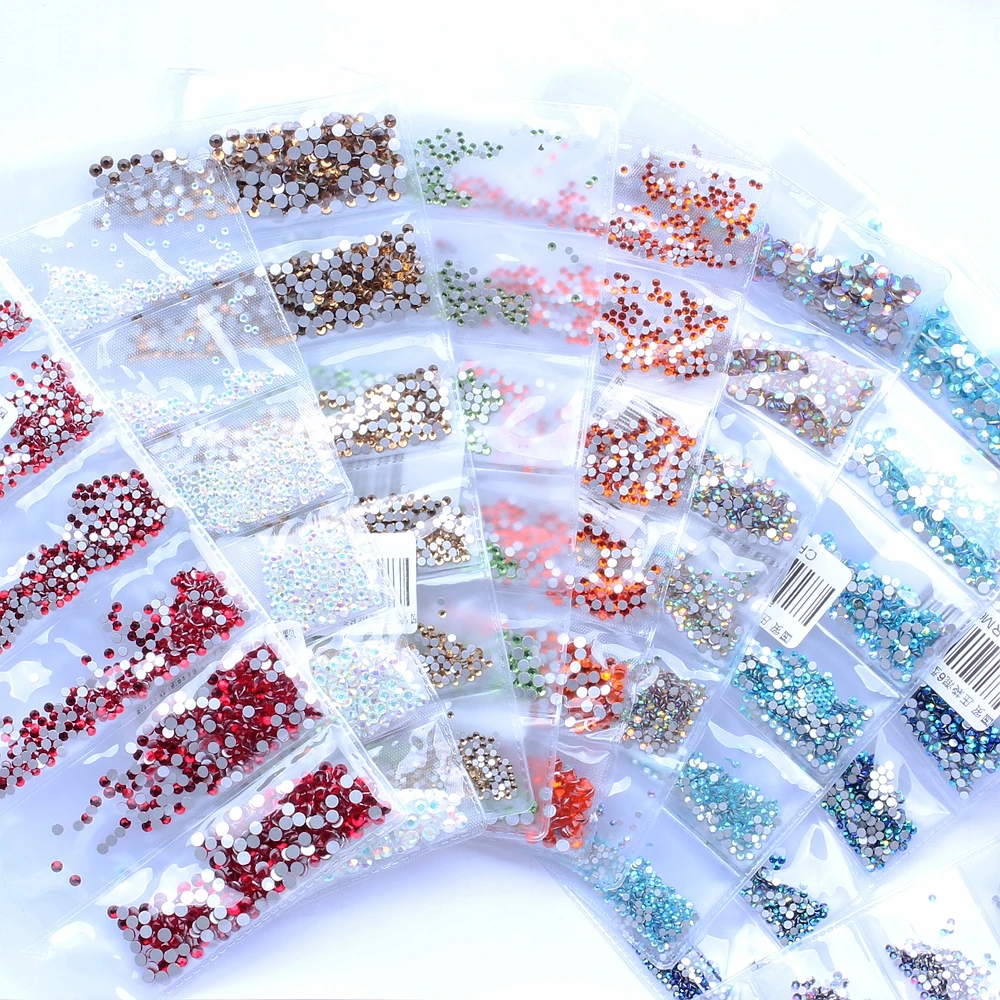 Many Colors SS3-SS10 Non Hotfix Nails Art Crystal Glass Rhinestones For Nails 3D Nail Art Decoration Low Shipping Cost Bulk