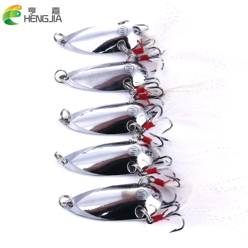 

50pcs 4.5cm 10.4g 6#japan hooks spinner spoon fishing lures wobble bass carp peche fishing baits pike pesca fishing tackles