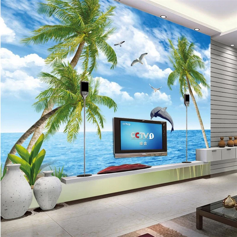 

beibehang Dolphin Bay Sea papel de parede 3D photo wallpaper flowers bedroom venue meal large mural wall paper for living room