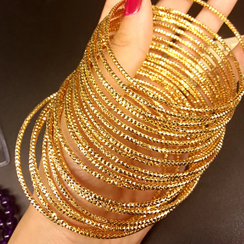 12pcs/lot Gold Color Bangles For Women Men Accessories Jewelry Copper Cute brecklace For Women Girl Nice Gift wb140