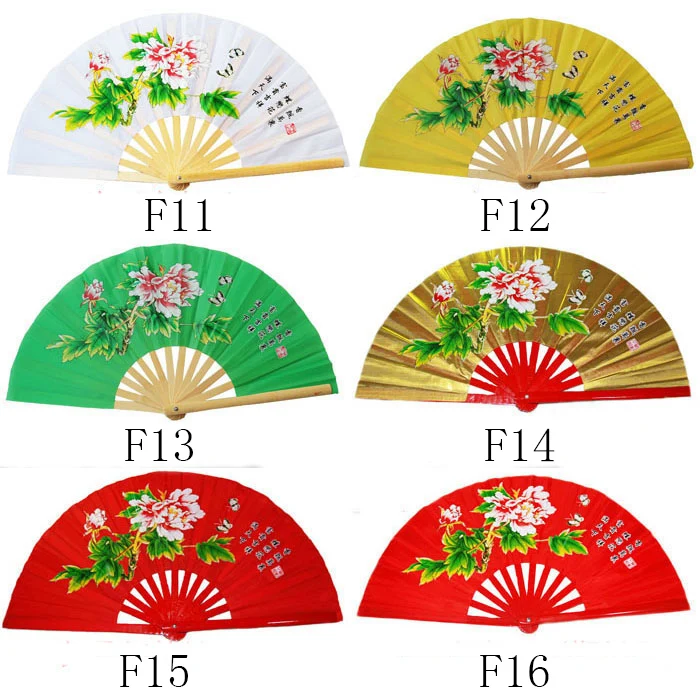 10pcs/lot) 33CM Chinese Tai Chi Martial Arts Kung Fu Fan Bamboo & pure plastic Tai Chi double side fan right left hand wholesale