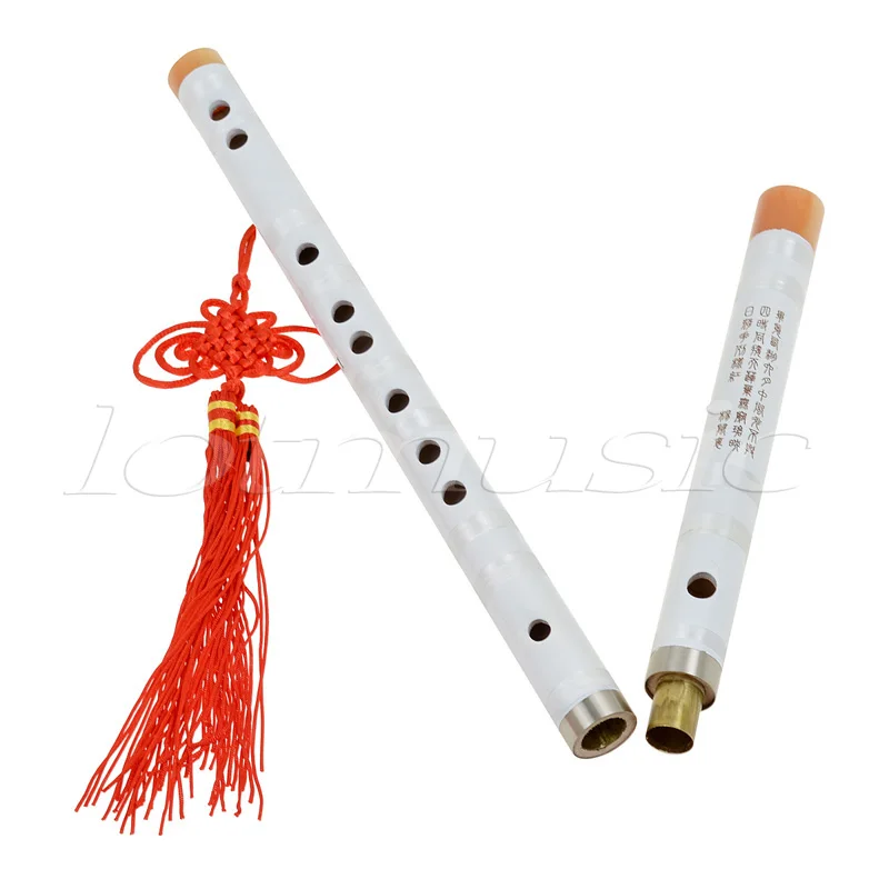 

Kmise White Paint Traditional Chinese Bamboo Flute Dizi Pluggable F Key Musical Instrument