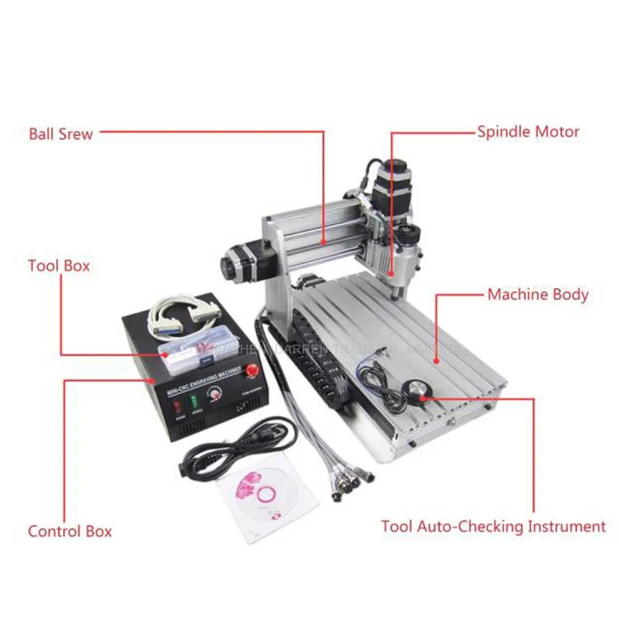 3 Axis 3020Z-DQ CNC Router Engraver Cutting Machine CNC 3020 with Ball Screw + 20x 3.175mm 1/8" Tungsten Carbide Cutter