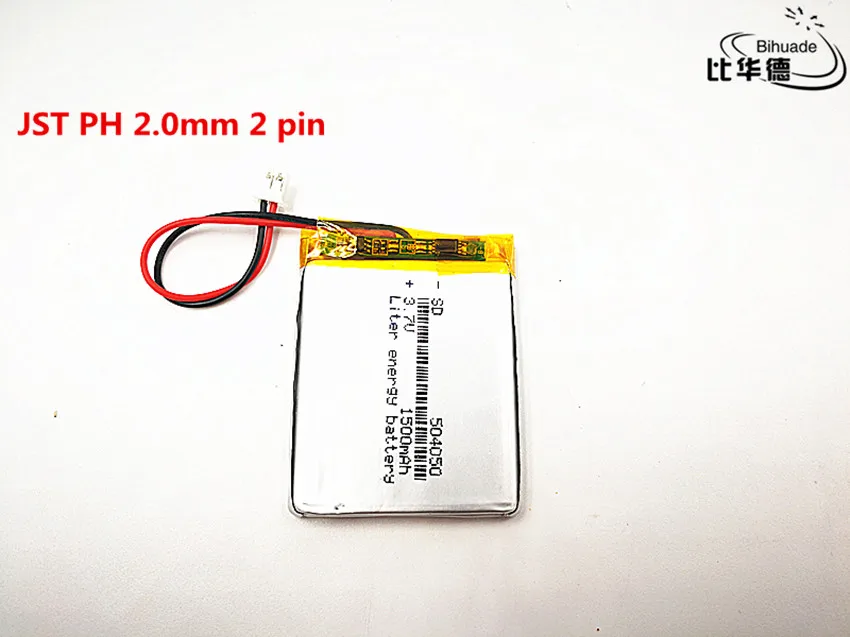 JST-Batería de polímero de iones de litio para juguete, Banco de energía, GPS,mp3,mp4, 2,0 V, 3,7 mAH, PH 1500mm, 2 pines, buena calidad, 1 unids/lote