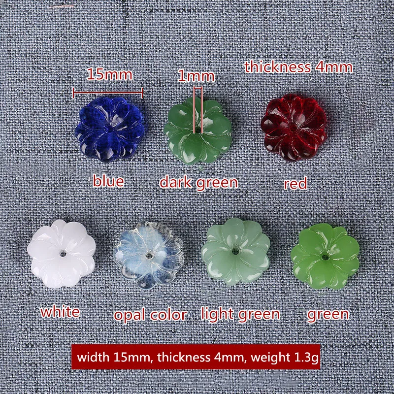 10pcs 15mm Plum Flower Lampwork Beads Multi Color Petal Glass Beads For Jewelry Making Material Handmade DIY Accessories