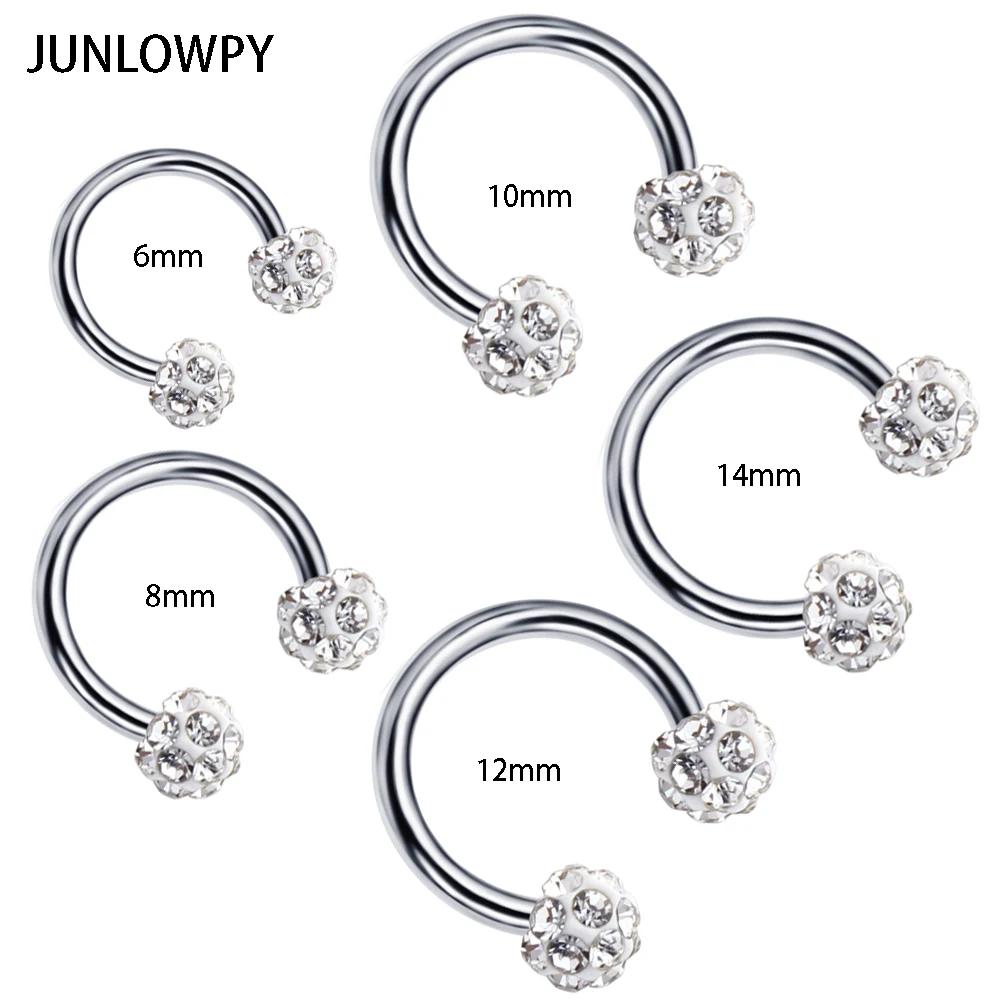 JUNLOWPY CBR Nose Rings Surgical Steel 16g Nose Studs Body Jewelry Ear Tragus Earrings Piercing Cartilage 30pcs 6/8/10/12/14mm