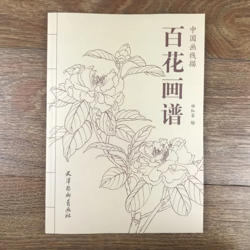 Buku lukis bunga seratus gambar garis Tiongkok/buku teks seni lukisan Miao China tradisional GongBi Bai Miao