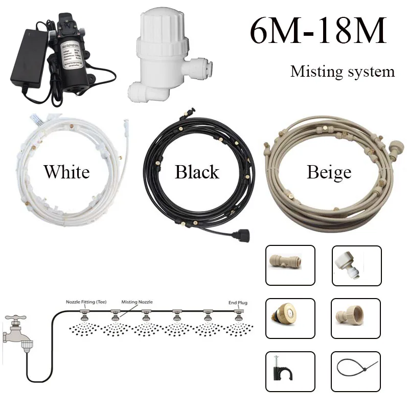 

12V 6-18M Misting Cooling System for Outdoor Greenhouse Irrigation