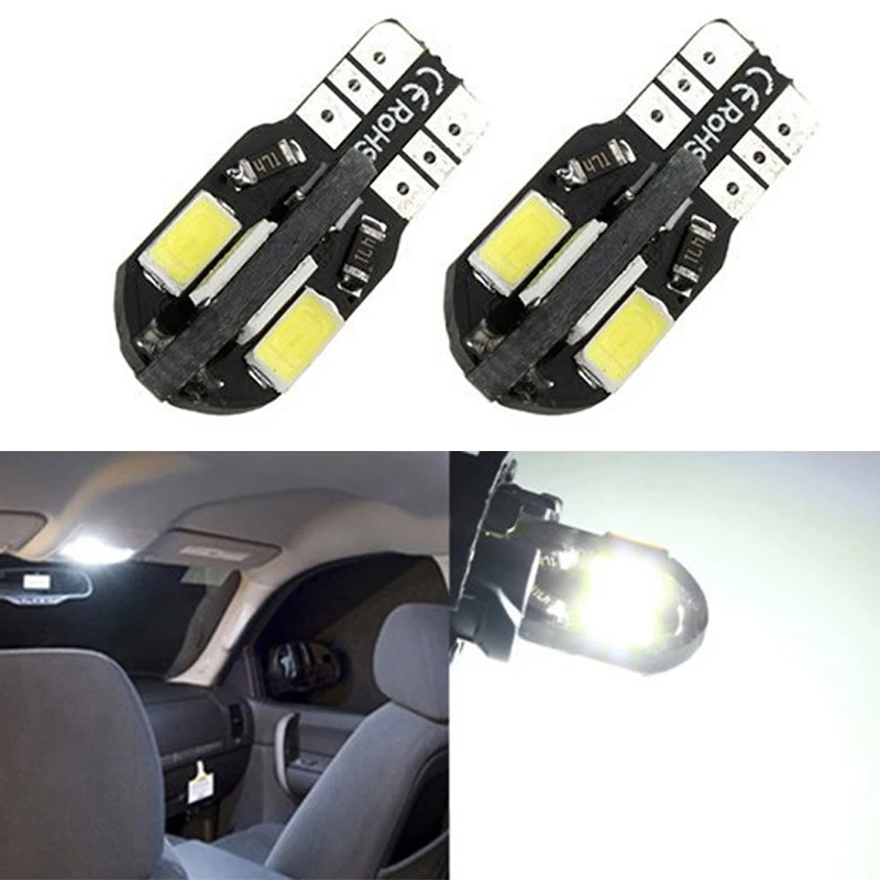 

Car-styling!! 2 Pcs 12V DC T10 194 168 5730 8SMD Canbus NO OBC Error Led Door Light Cold White can bus lights Bulbs Lamp