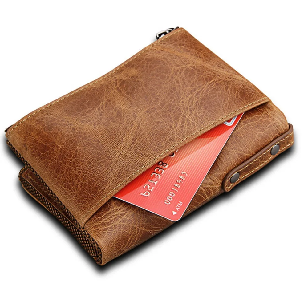 RFID Double Zipper Women Wallets Genuine Cow Leather High Quality Card Holder Female Purse Vintage Coin Holder Wallets For Girl