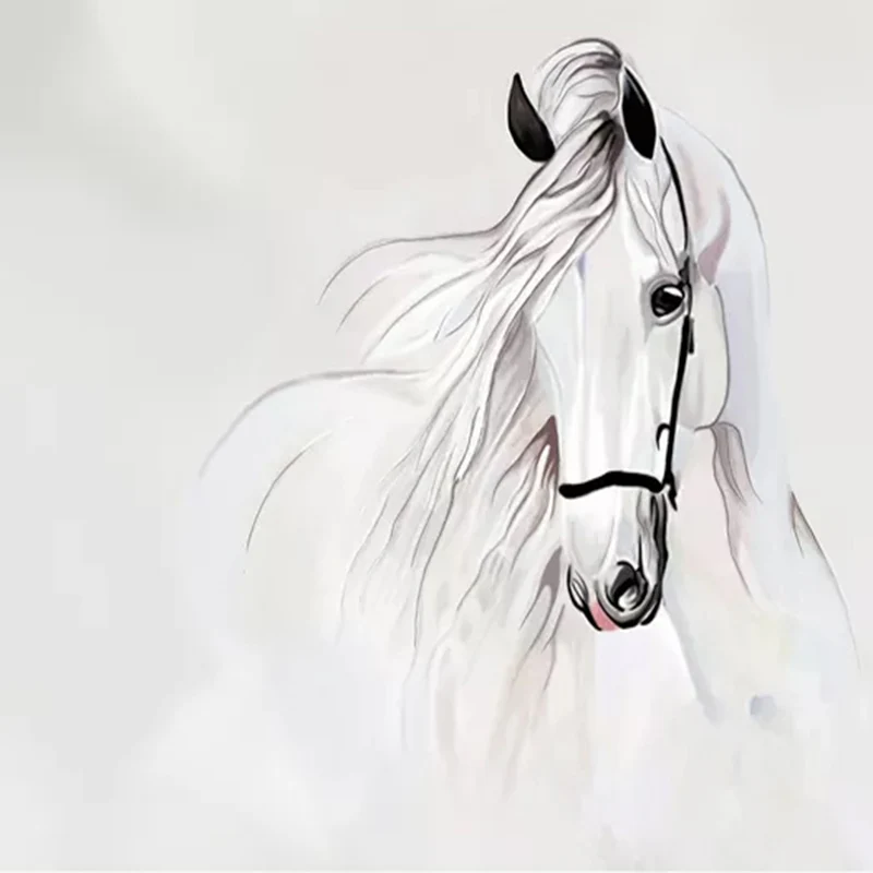 Papel de parede com foto personalizada 3d, arte abstrata para paredes do quarto, pintada à mão, cavalo branco, decoração da sala de estar
