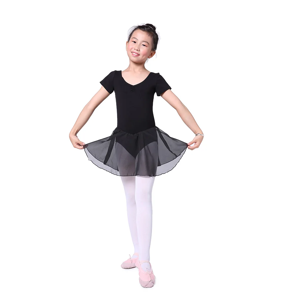 Valchirly Mädchen Ballett Chiffon Kleid, Kinder Baumwolle Lycra Tutu Ballettrock, Gymnastik Trikot Kostüm