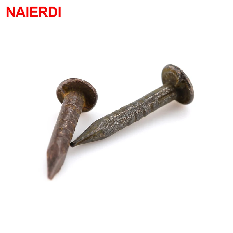 200pcs NAIERDI 1.2x8mm /10mm Bronze Upholstery Nail Jewelry Gift Case Box Nuts Fastener Sofa Decorative Tack Pushpin Hardware