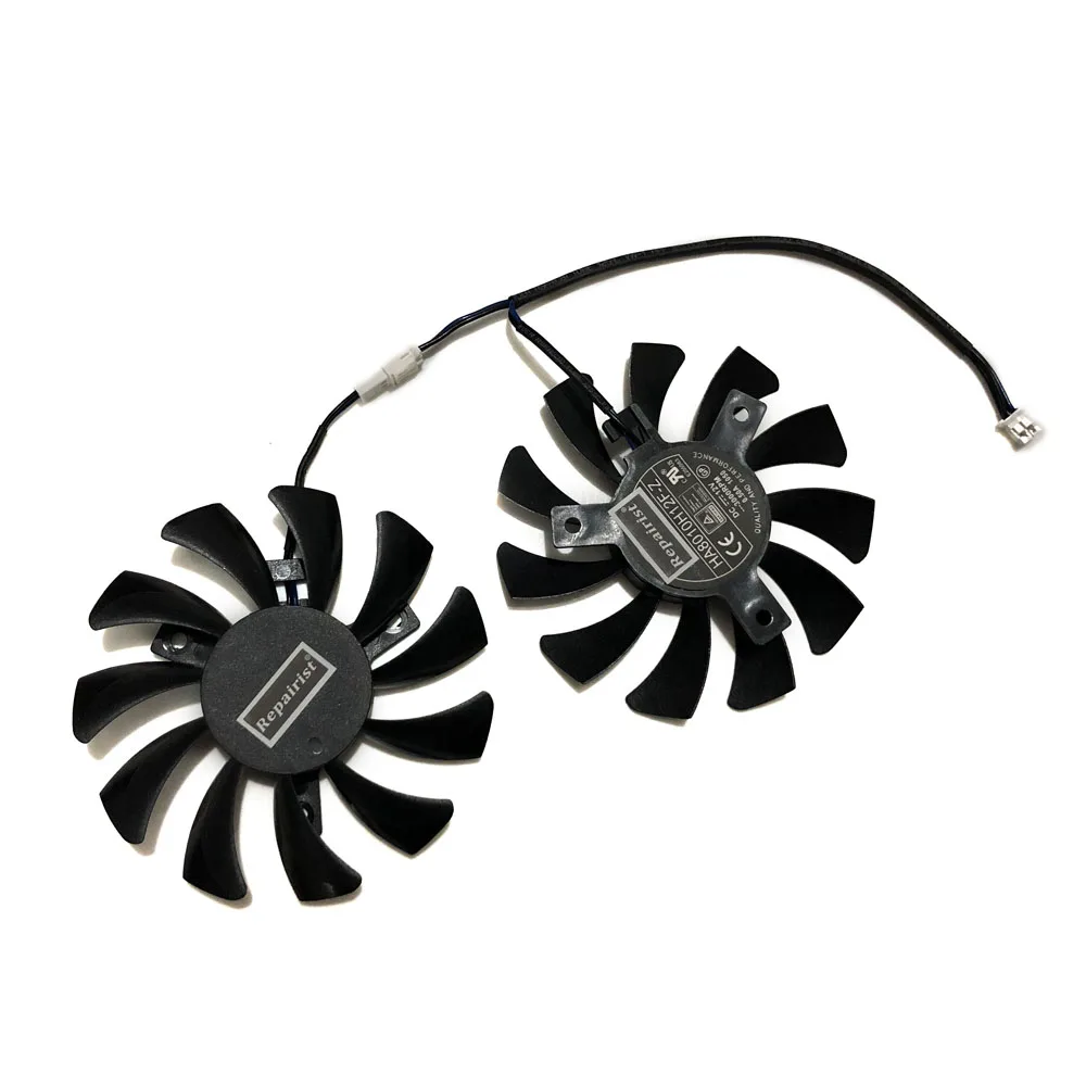 2Pcs/Set,75MM,HA8010H12F-Z,GPU Cooler,Video Graphics Card Fan,For Emtek GTX 1050Ti MIRACLE II D5 4GB,MSI GTX 1650S OC D5 4GB