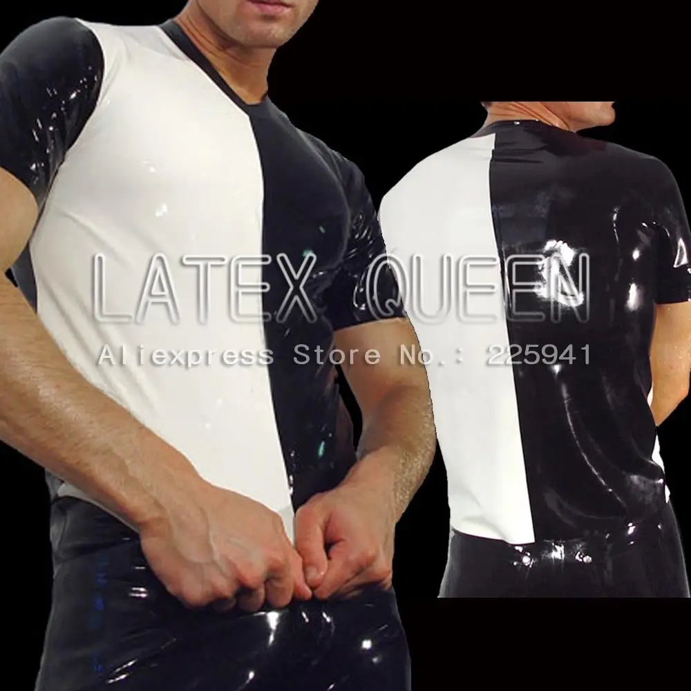 Short sleeves latex T-shirt tee for man