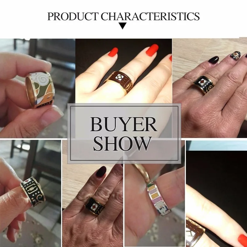 R&X 2016 cloisonne jewelry wholesale enamel jewelry Fashion trends in Europe and the wind Colored enamel jewelry ring