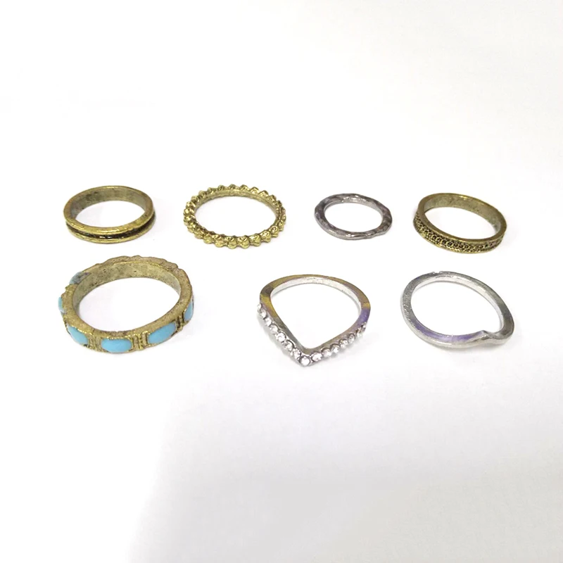 Anise Simple Geometric Circle Sets Rings Sets for Women Retro Silver Color Open Finger Knuckle Rings Fashion Punk Party Jewelry