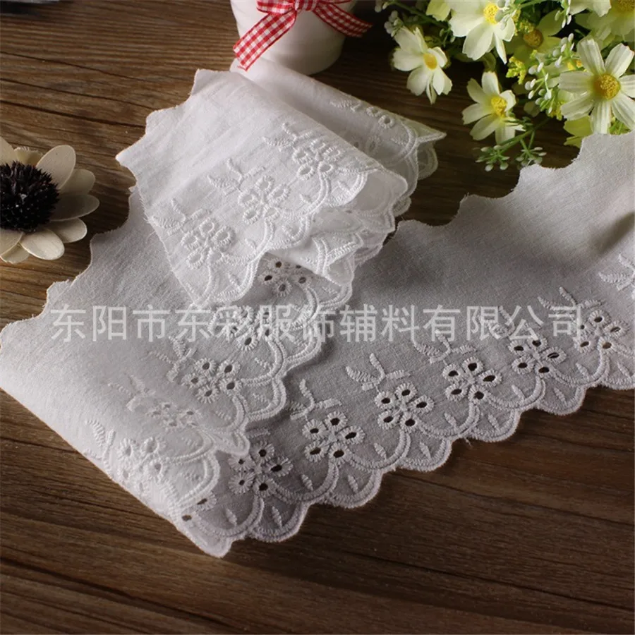 15yard* 10cm White Cotton Lace Fabric for DIY Sewing Crafts Supplies Wedding Sleeve Skirt Edge Accessories