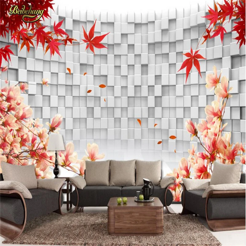 

beibehang papel de parede Custom Photo 3d Wallpaper Mural Wallpaper 3D 3D Space Maple Leaf Kapok TV Wall Background