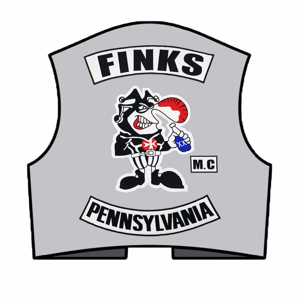 FINKS GERMANY MC Iron On Patch Motorcycle Biker Large Full Back Size Patch for Jacket Vest Rocker Custom 10pcs/set Patch