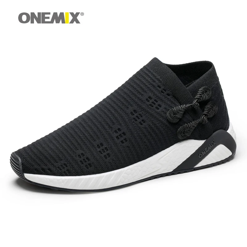 Onemix Men Running Shoes Weaving  Breathable  Light Running Shoes Knitted Vamp For Women Shoes Walking Lightweight Slip Resistan