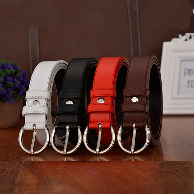 

High Quality Leather Casual Women Belt Solid Black Red White Brown Female Belts Pin Buckle Strap Cinturon Mujer