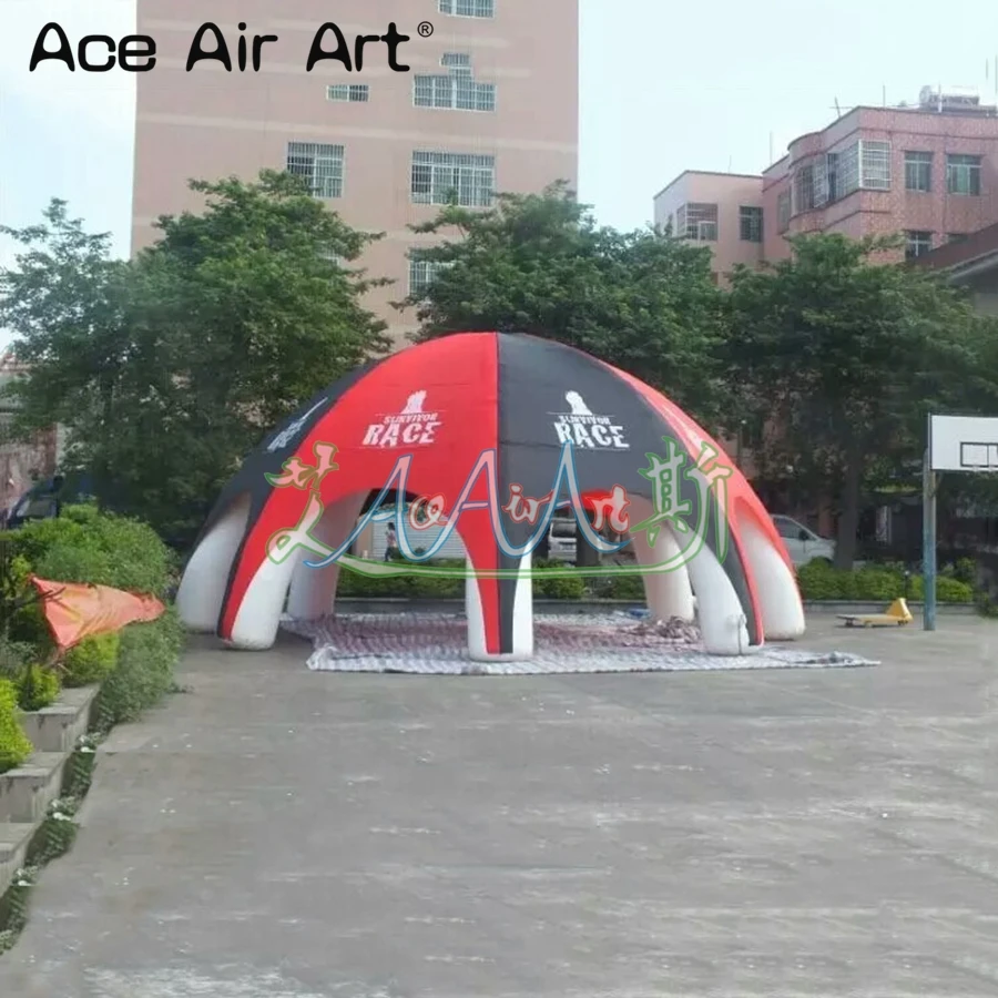 Giant 10m Diameter Gaint Inflatable Spider Tent Party Gathering Station Dome Marquee with Half Canopy for Sale