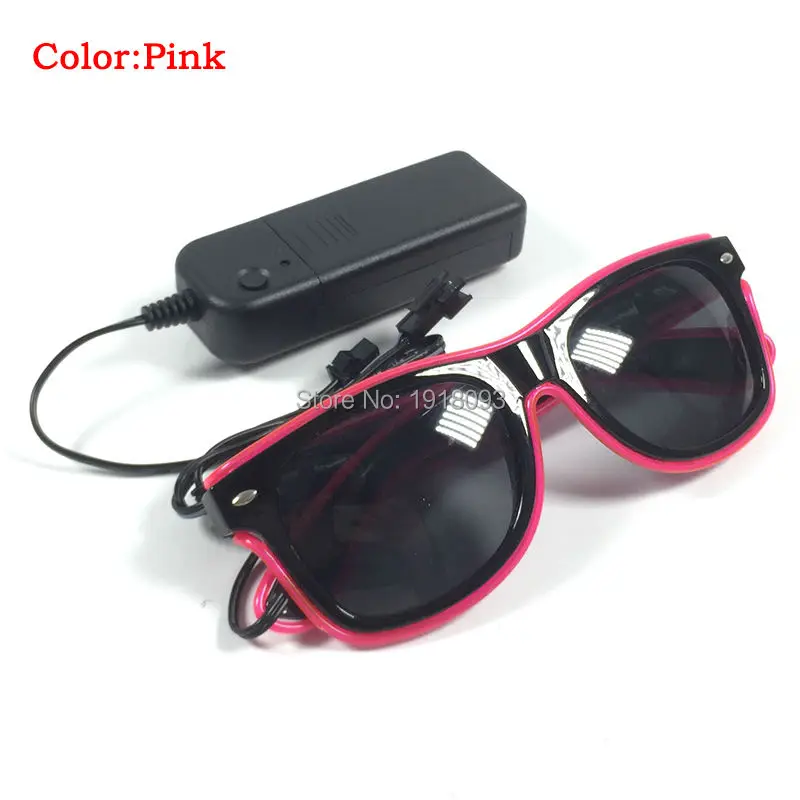 5pieces EL Wire Glasses with dark lens Fashion Cool Holiday Lighting Decoration 10Colors Glow Party Design