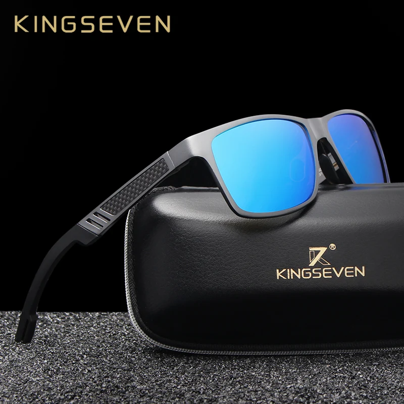 KINGSEVEN-Gafas de sol polarizadas para hombre, lentes polarizadas de protección UV400, modelo N7180, estilo cuadradas con marco de aluminio y