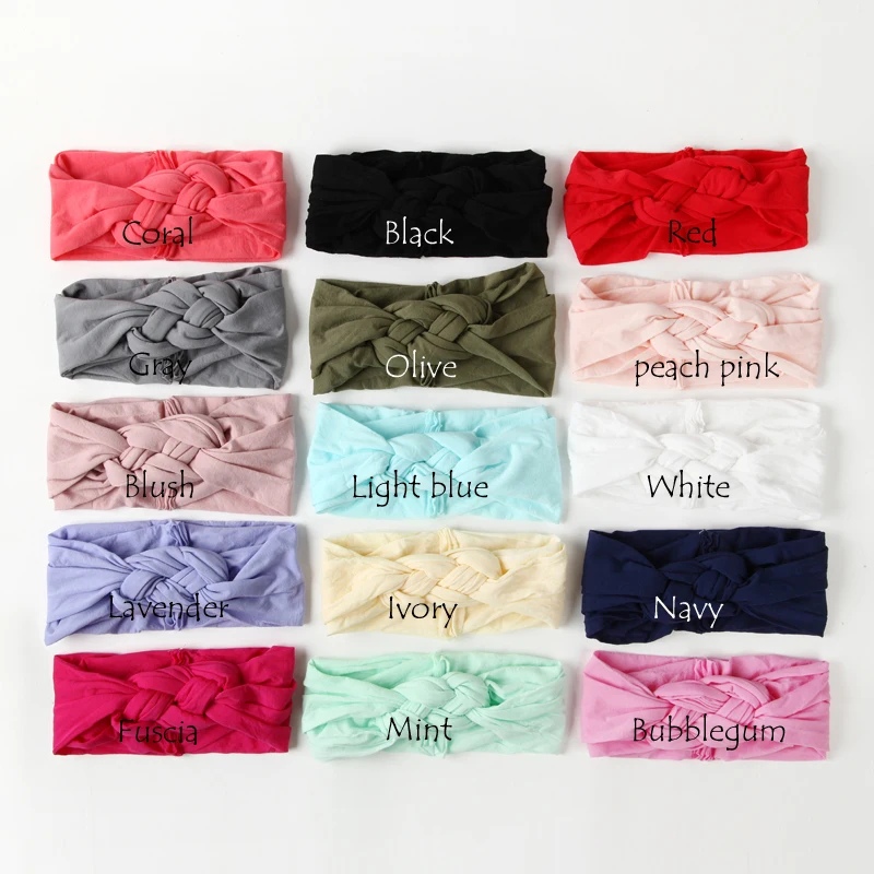 100 pcs/lot , Sailor Knot Nylon Headbands, Braided Nylon Headwraps, One Size fits most 27 colors