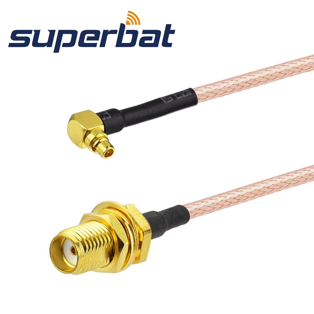 Superbat MMCX Male Right Angle to SMA Female Bulkhead Straight RG316 15CM RF Coaxial Jumper Cable Assembly