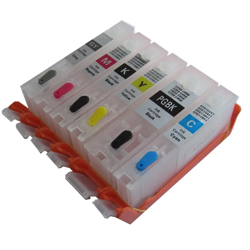 For CANON pixma MG6340 MG7140 IP8740 printer PGI-450BK CLI-451 refillable ink cartridges 6 color with permanent chips