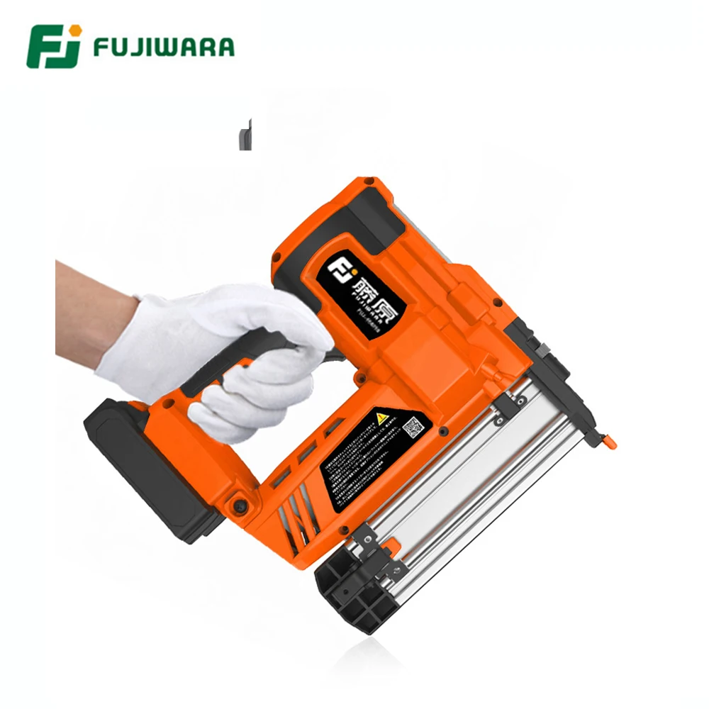 FUJIWARA Electric Wireless Lithium Battery Rechargeable Nail Gun 15-50mm Straight Nail 10-40mm U-shape Nail Woodworking Tool