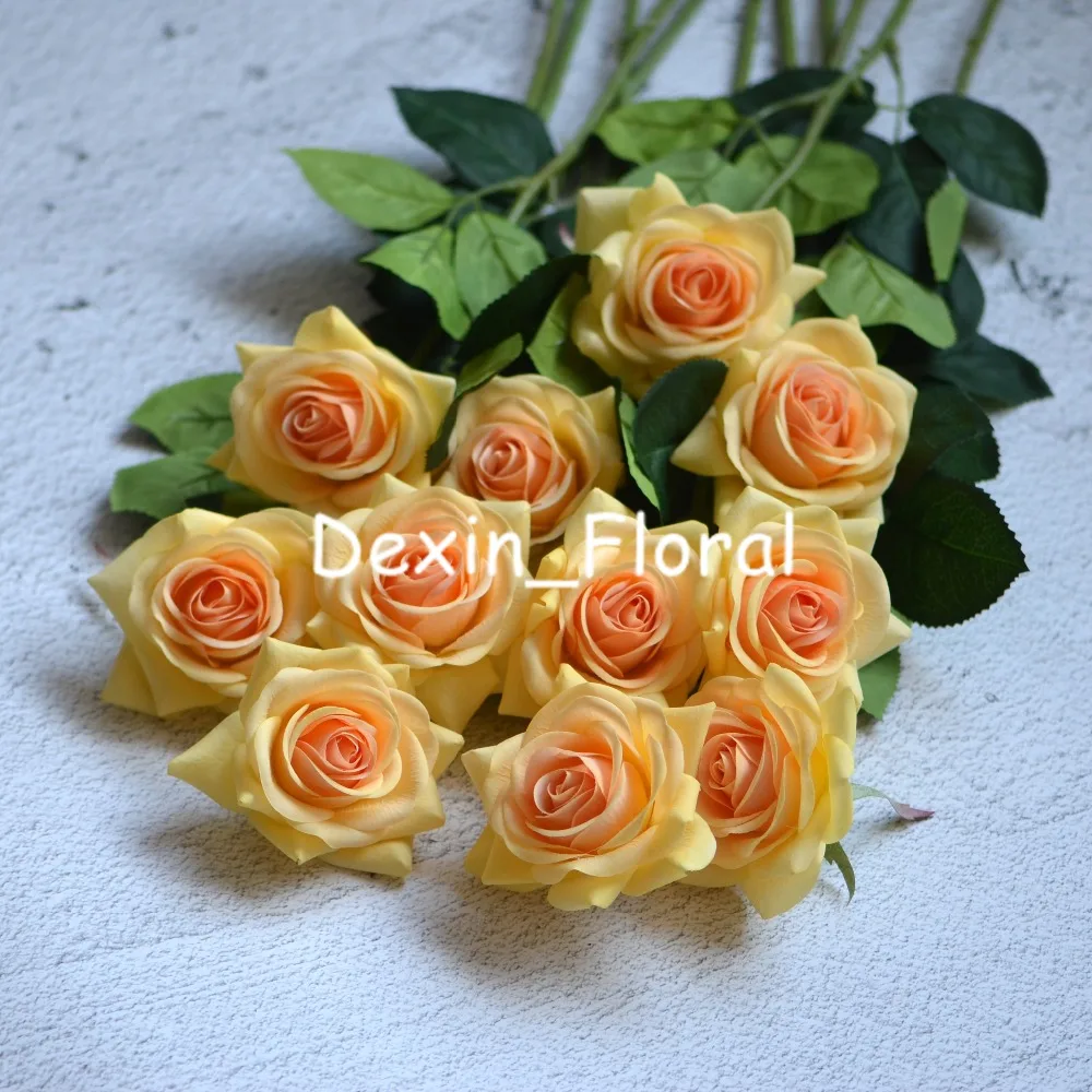 Real Touch Silk Roses for DIY, Champagne Flowers, Bridal Bouquets, Wedding Centerpieces, Home Flowers, Party Accessory