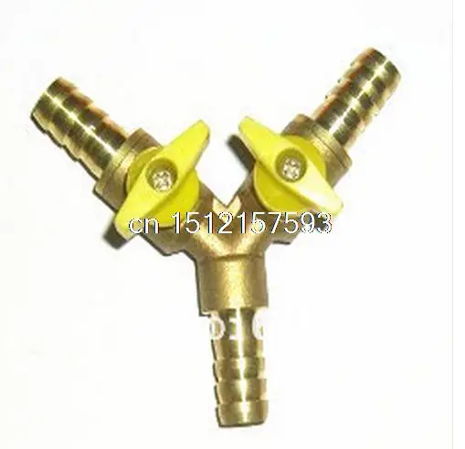 Y Type Equal Hose Barbs Three Forks 10mm Connection Brass Tee Coal Liquid Gas Ball Valve Plumbing Fittings Plastic Handle Water