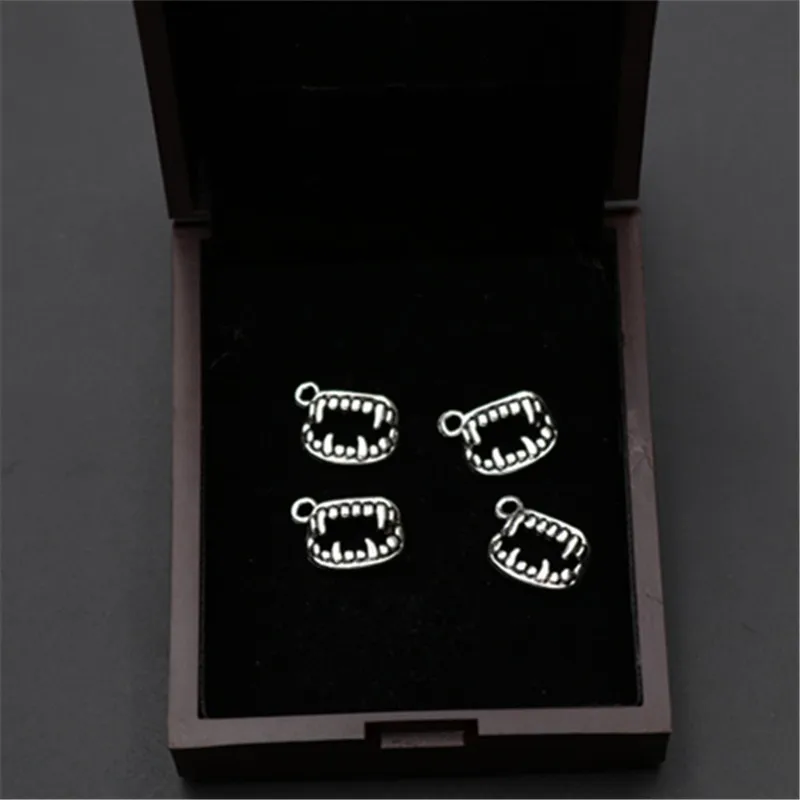 WKOUD 15pcs Silver Color Vampire Diary Teeth Charm Bracelet Necklace DIY Metal Jewelry  Charm Alloy Pendants A98 image 2