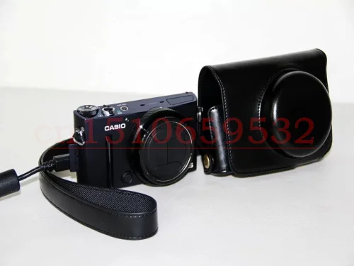 PU leather Soft Camera case Bag for EX10 EX-10 Camera With sholuder  Strap Black