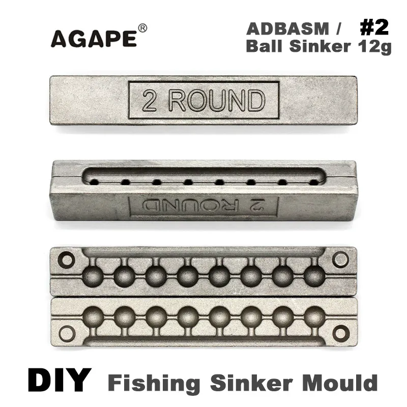 Agape DIY Fishing Ball Sinker Mould ADBASM/#2 Ball Sinker 12g 8 Cavities